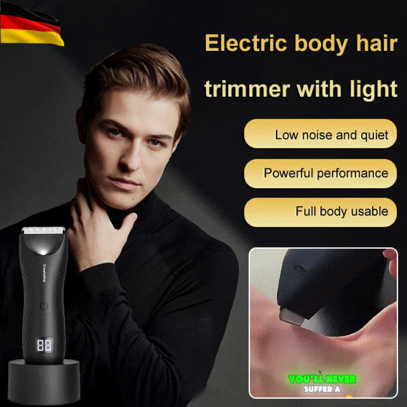 【 In stock 】 Men's Multifunctional Waterproof Full Body Electric Shaver Private Shaver with Light