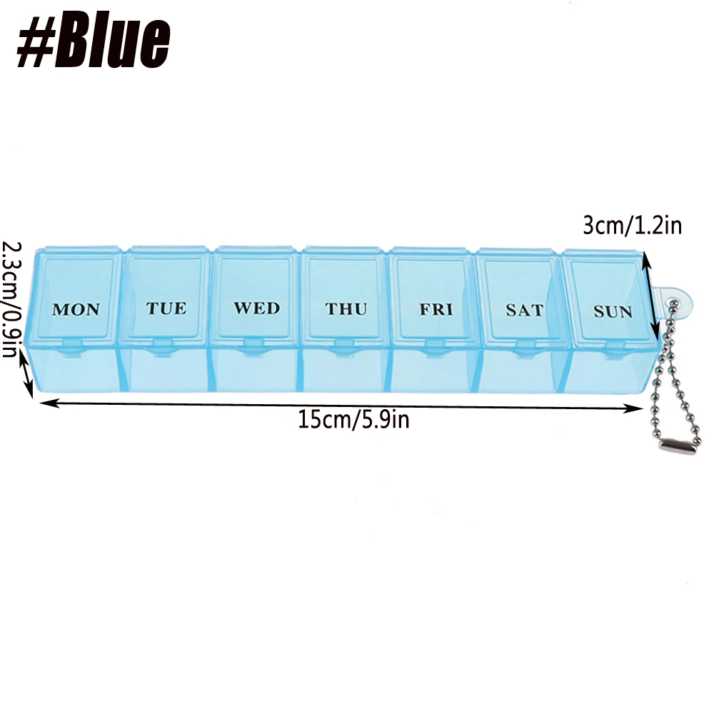 1 kleiner wöchentlicher Pillen-Organizer für 7 Tage, Tages-Pillenetui im Taschenformat, Tagesplaner, Pillenbox für Pillen/Vitamin/Fischöl/Ergänzungsmittel – Detail 3