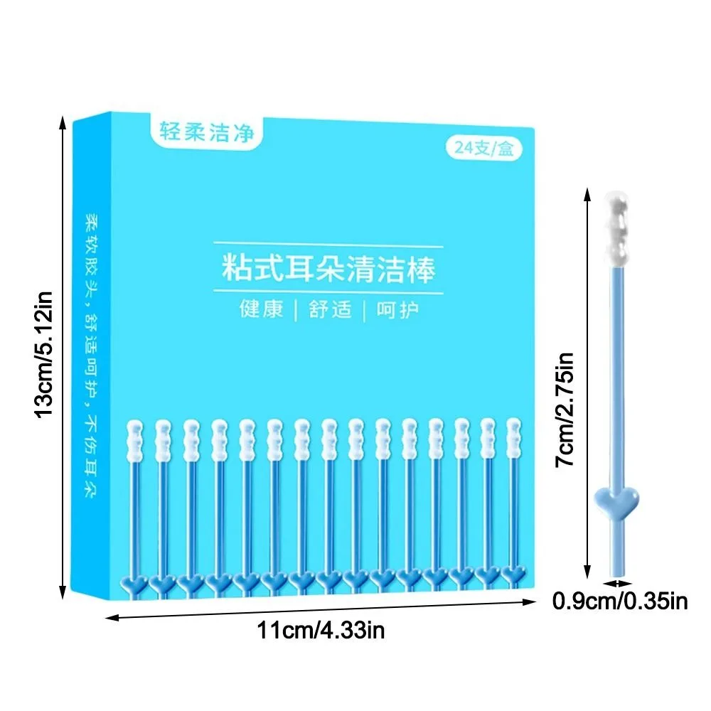 24PCS/Box New Silicone Disposable Ear Swabs Soft Ear Cleaner Sticky Ear Swabs Ear Wax Removal Tool Home Use
