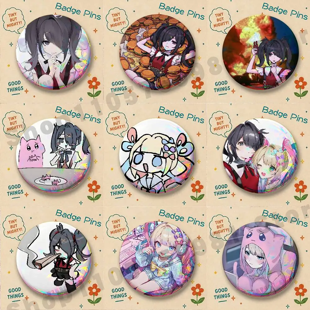 Knagel Ame N-Needy S-Streamer Overload Brooches for Bag Decor Jewelry Accessories Gift 25/32/44/58/75mm Round Cartoon Badge