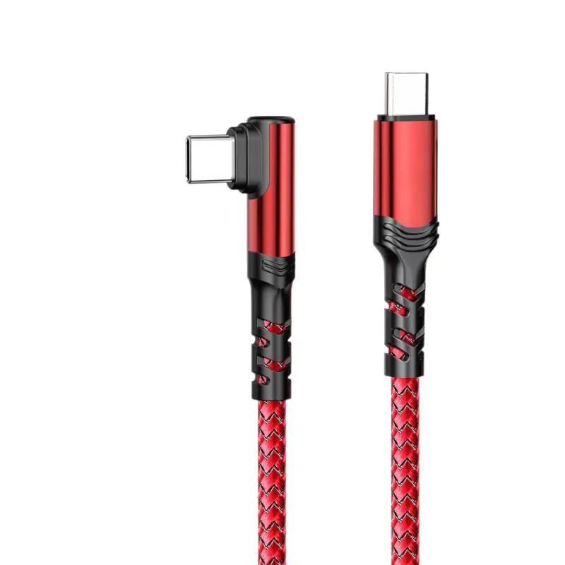 100W Fast Quick Charging Type-C Cables Right Angle Wire Cord For Data Transfer