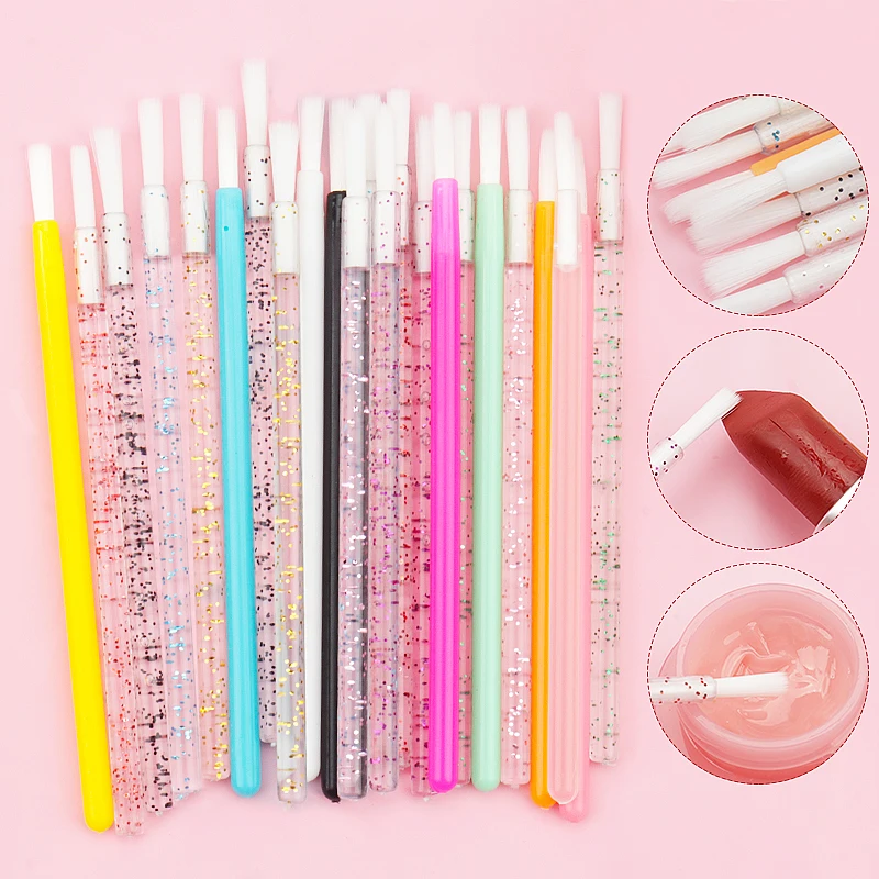 50pcs Disposable Lip Nylon Fiber Brush Lipstick Wands Clean Applicator Lip Gloss Brushes Portable Cosmetic Women Makeup Tools