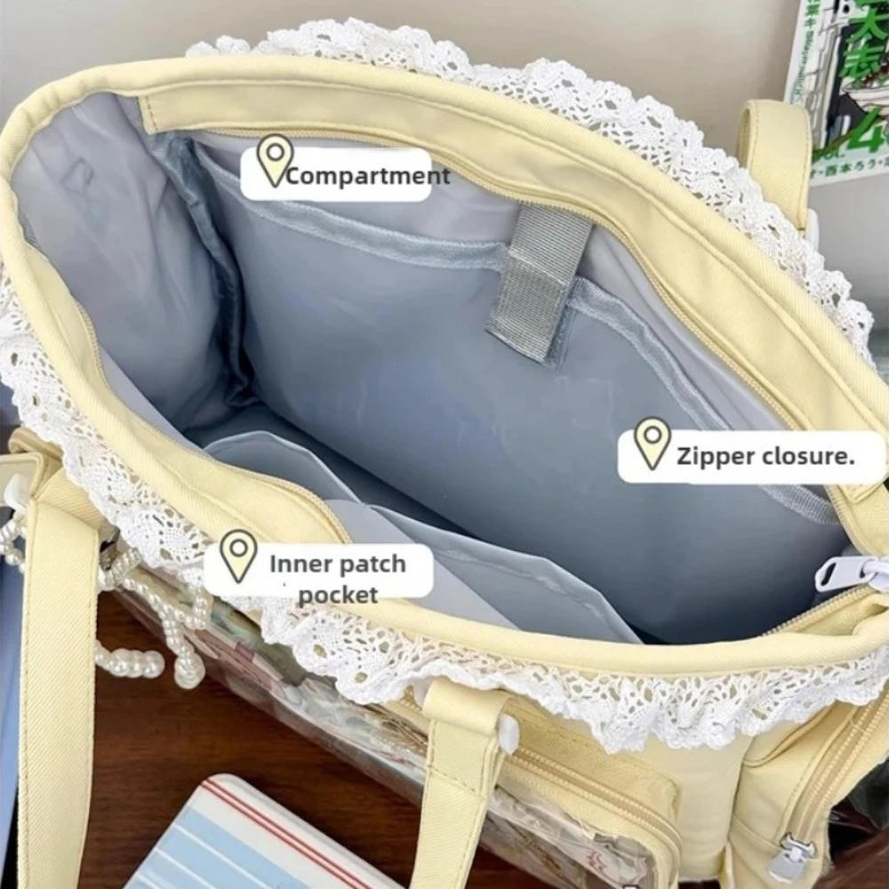 حقائب باليه للفتيات ذات سعة كبيرة Kawaii Itabag يابانية شفافة JK حقائب كتف كروس هدية للأصدقاء حقائب مدرسية للمراهقات