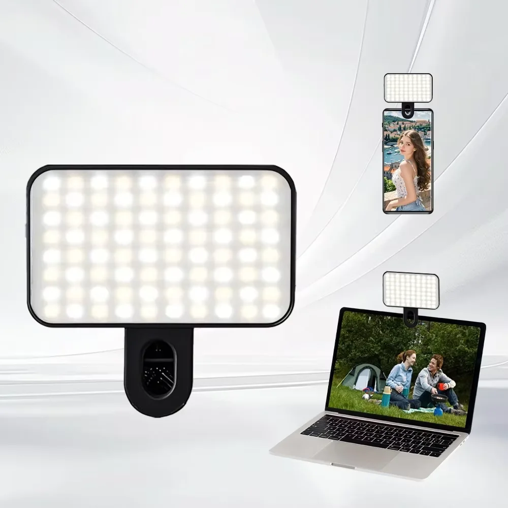 Mini luz de relleno para selfies con 3 modos de color y clips de brillo ajustables para fotografía de su teléfono o computadora Luz LED