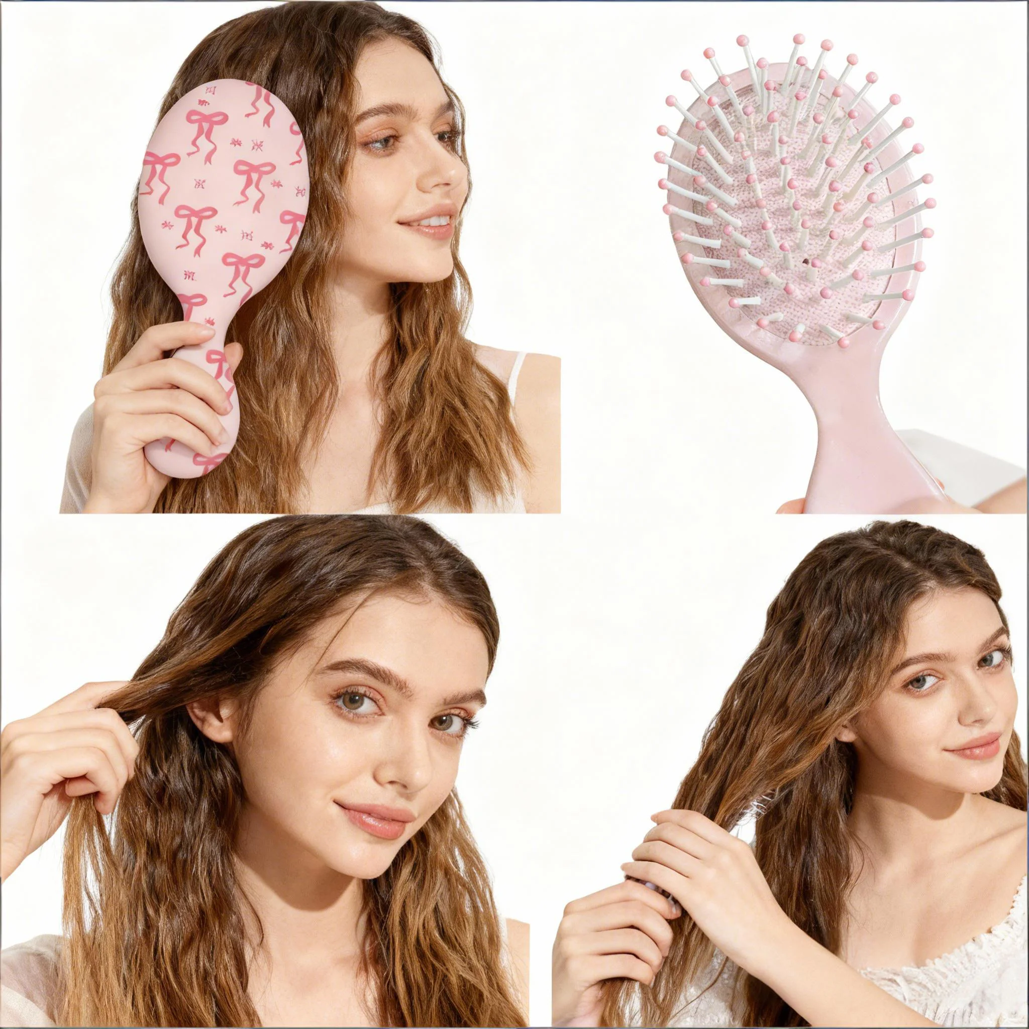 مشط جيب لطيف بنمط القوس - فرشاة شعر صغيرة محمولة مع طباعة فيونكة زهرية #1