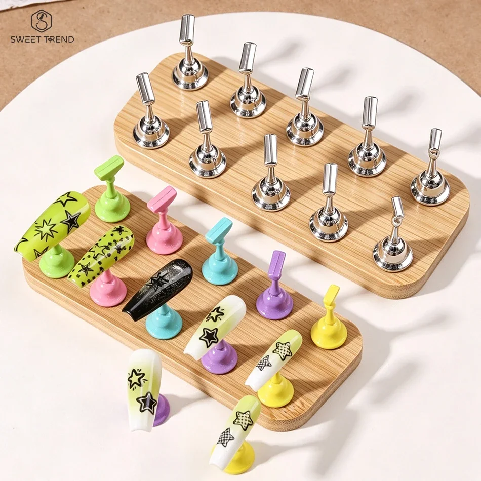 Magnetic Nail Practice Stand Strong Magnetic Nail Tips Holder Practice DisplayNail Fake Nail Display Stand Set Holders Manicure