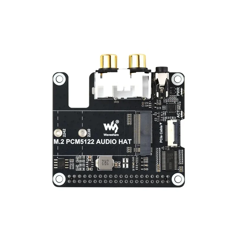 Raspberry Pi 5 PCIe To.2 NVME And PCM5122 I2S DAC HIFI Expansion Board Driver-Onboard 3.5mm Headphone Jack