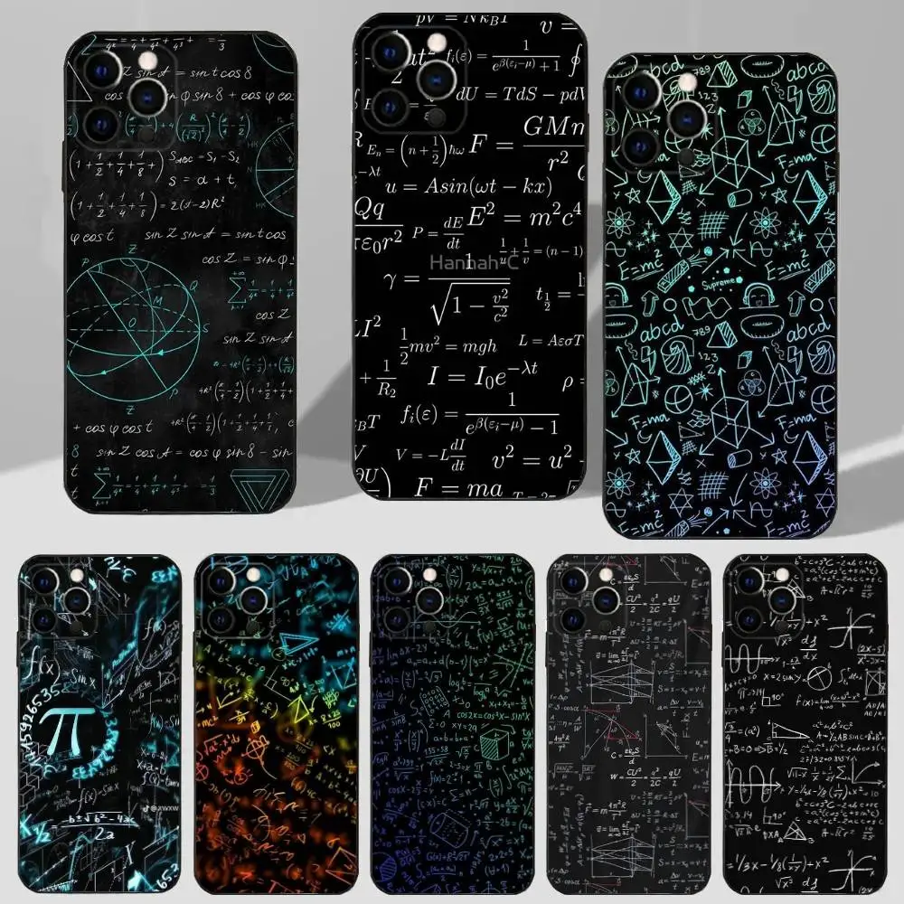 

Formula Art Math Phone Case For iPhone 16,15,14,13,12,11 Plus,Pro Max,XS,X,XR,SE,Mini,8,7 Soft Silicone Black Cover