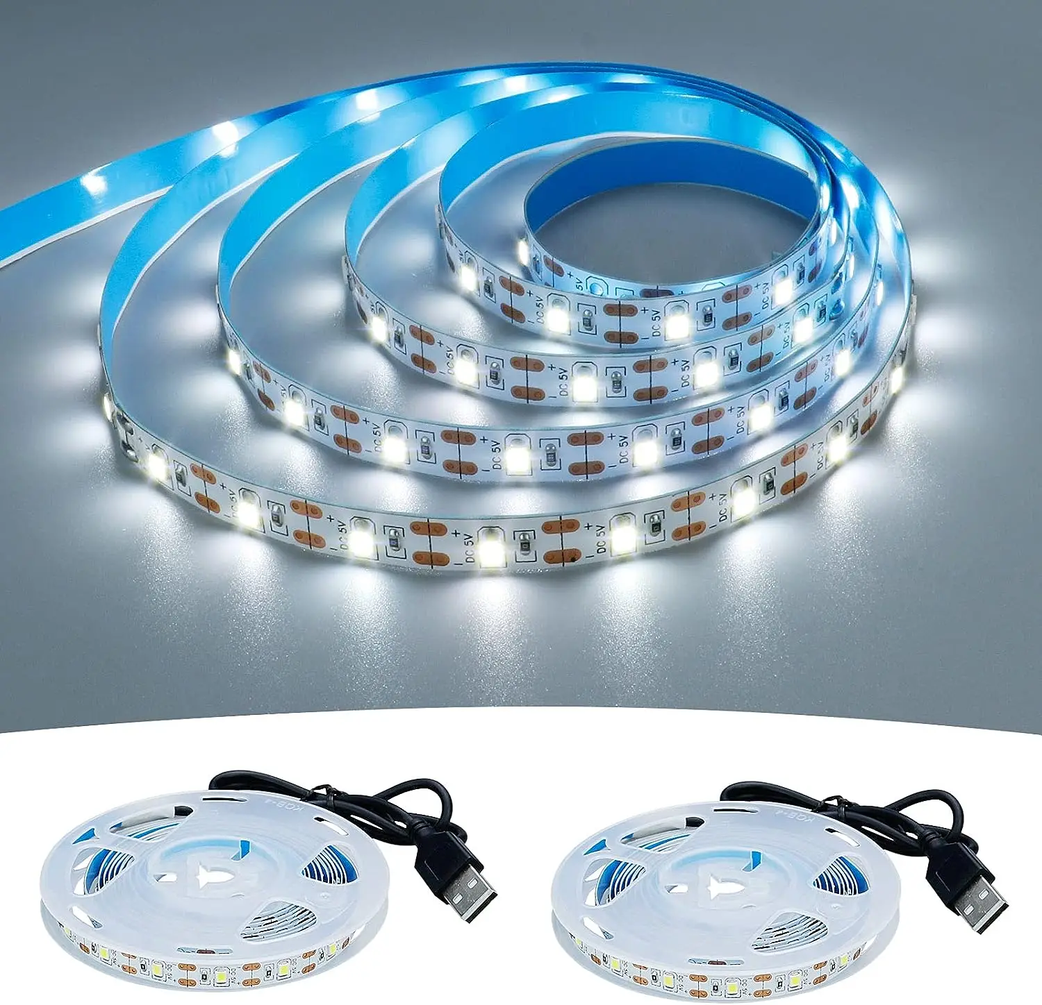 DC 5V USB LED แถบ 2835 สีขาวอุ่นสีขาว LED Strip Light พื้นหลังทีวีเทปโคมไฟตกแต่งบ้าน 1M 2M 3M 4M 5M LED Strip