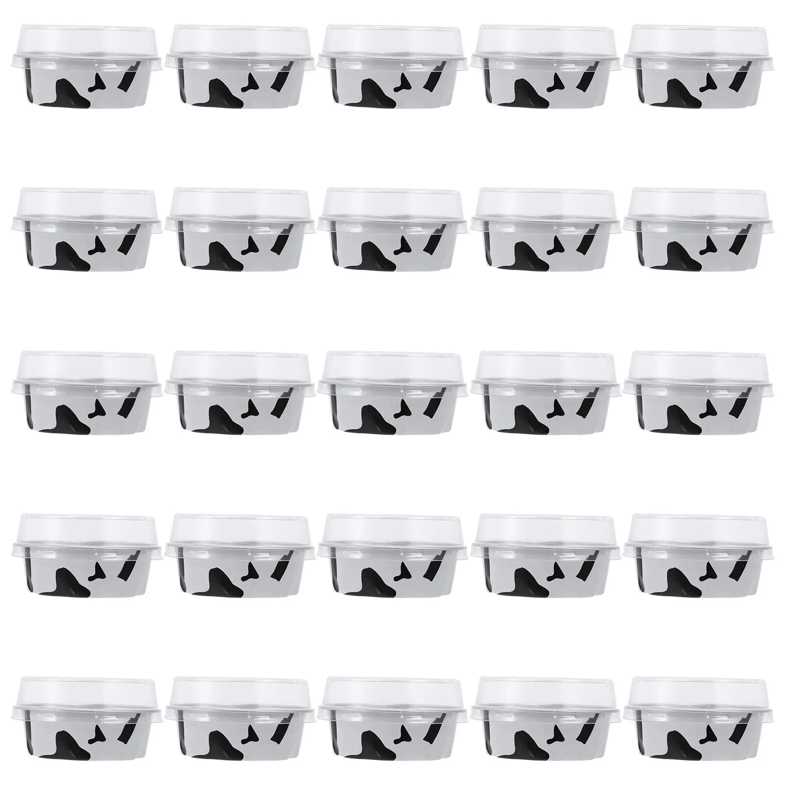 

50 Pcs Cow Print Baking Cups Aluminum Foil Dessert Containers Food Grade Bottles Premium LIDS Seal Strong Sealing