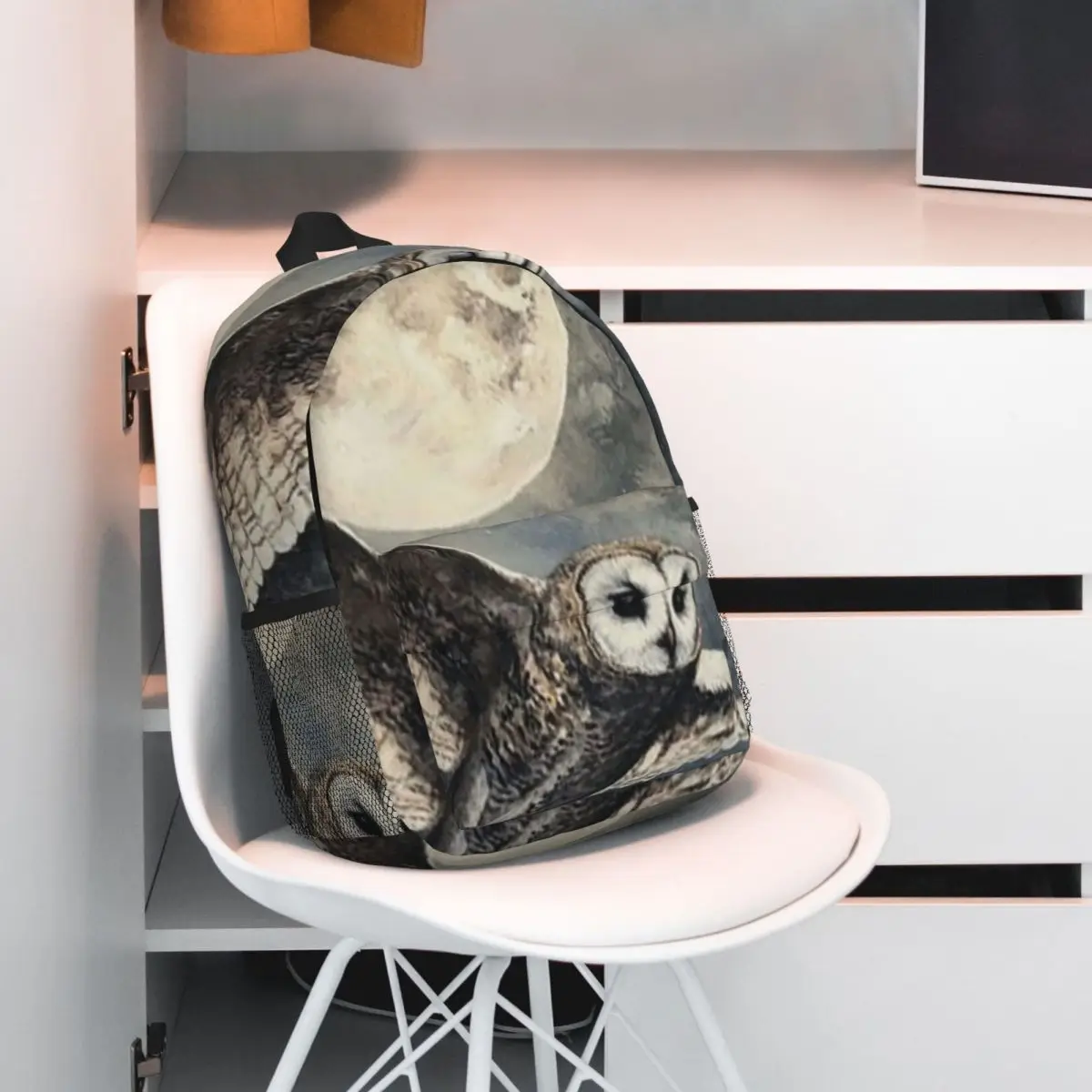 Night Flying Owl And Moon Backpack Student BookBag Kids School Bag Computer Shoulder Bags for Men Women