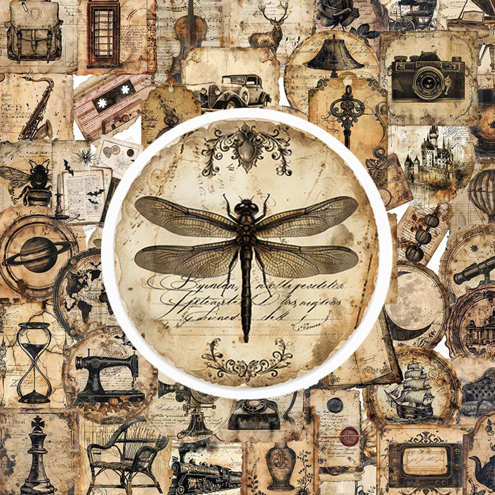 10/30/50pcs Cool Vintage Labels Decoration Stickers Manuscript Graffiti Decals for Stationery Laptop Phone Retro PET Sticker Toy