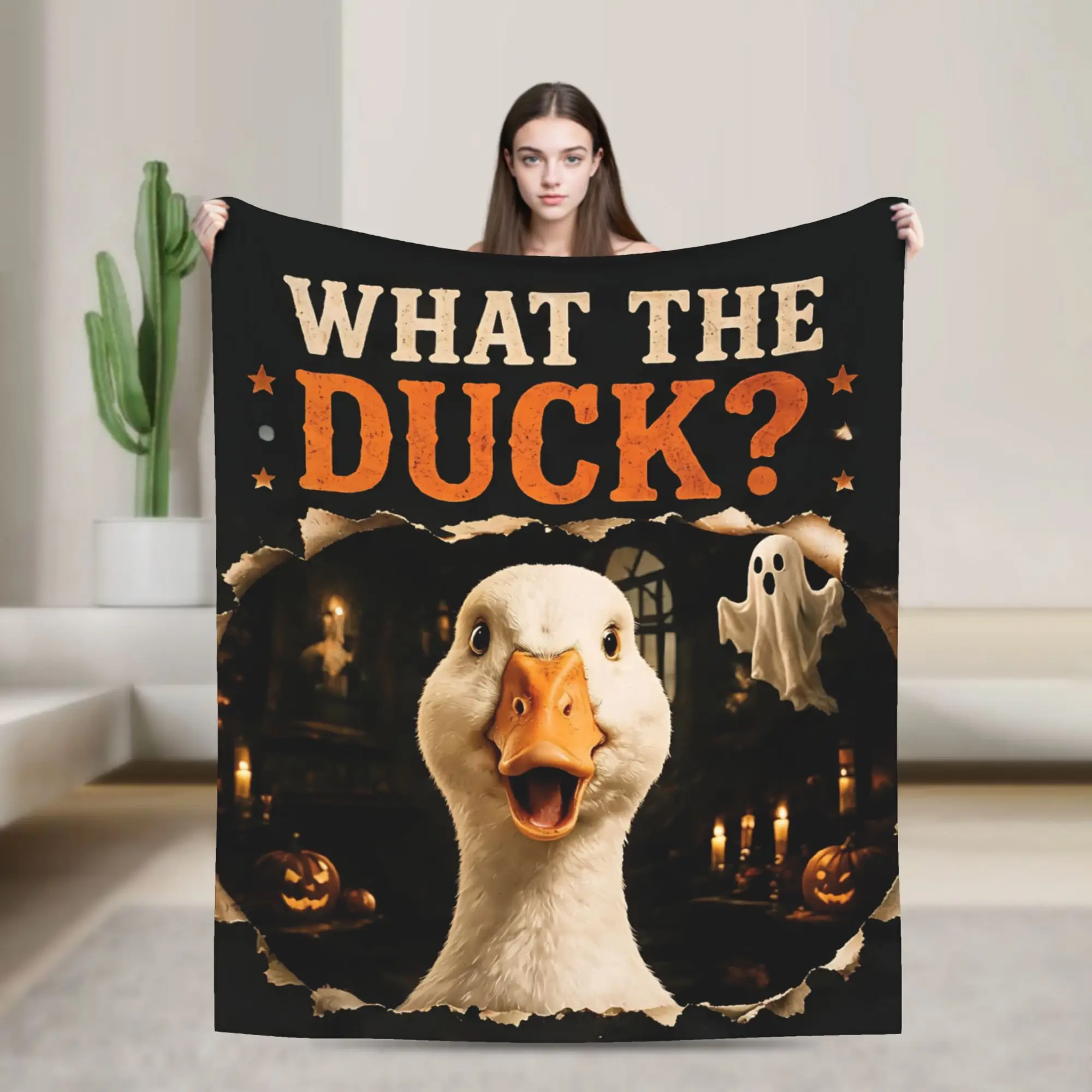 Halloween Goose Duck Flannel Throw Blankets Funny Art Blankets for Home Couch Ultra-Soft Plush Thin Quilt