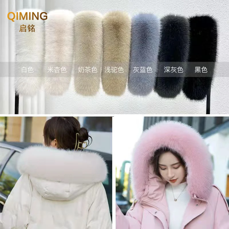 Winter Faux Fur Collar Furry Fluffy Fox Fur Scarf Neck Warmer Women Shawls And Wraps Scarves Detachable Hood Fur Trim Coat Parka