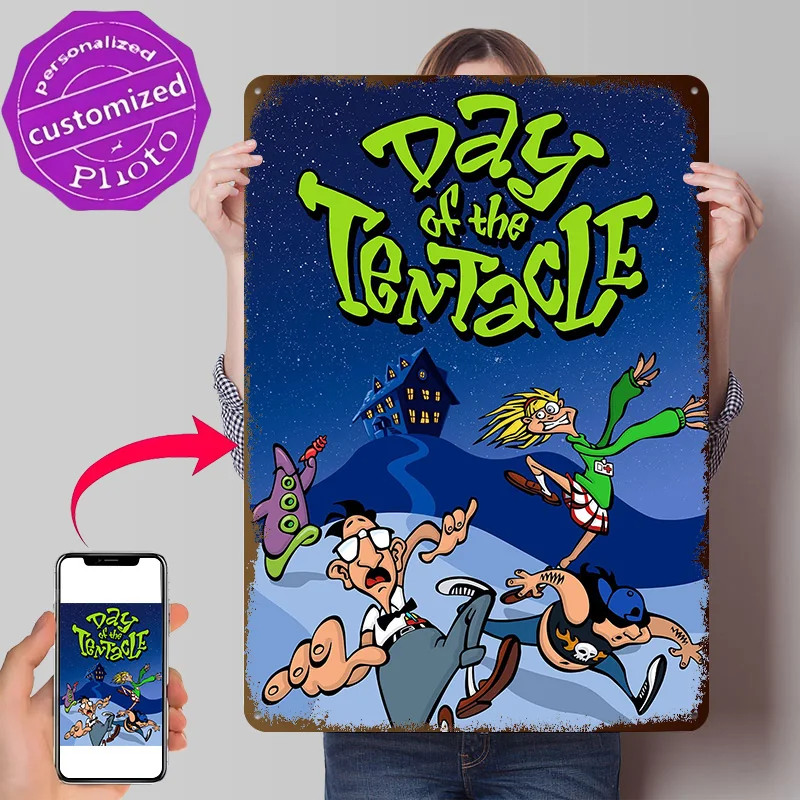 Day Of The Tentacle 3D Texture Metal Poster Customized Wall Art Tin Sign Gift for Mancave Decoration Bedroom Accessories House