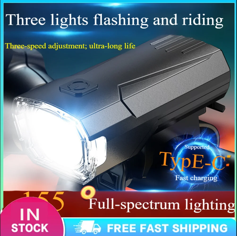 

LED Bicycle Front Light Super Bright Bicycle Light Waterproof Bike Safety Lamp Rechargeable Bicycle Headlight for Night Riding