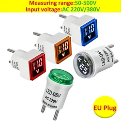 Square/Circular Digital Voltmeter Voltage Meter LED Display EU Socket Voltage Tester Detector AC 50V-500V Electrical Instruments