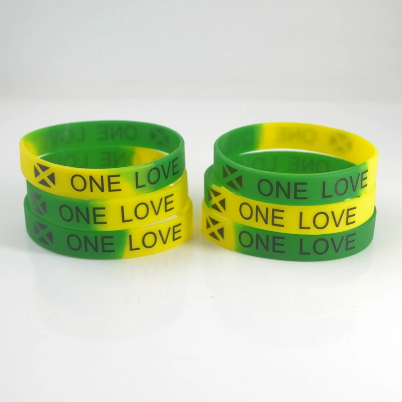 6x ONE LOVE Jamaica AFRICA Silicone Wristband Rasta Reggae Punk Hiphop Bracelet Fashion Jewelry