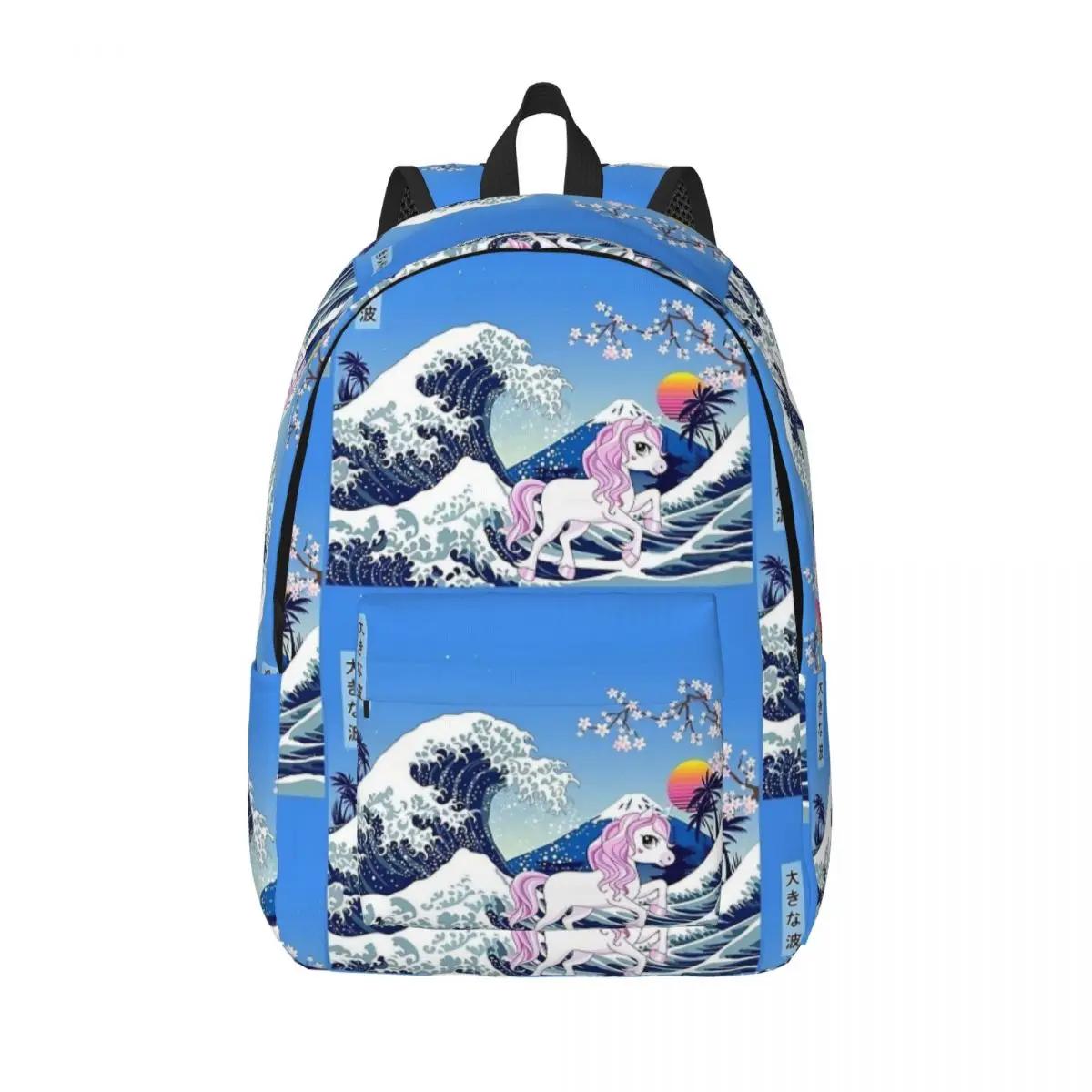 Unicorn The Great Wave Off Kanagawa Backpack for Men Women Fashion Student Work Daypack Japanese Art Laptop Computer Bag Outdoor