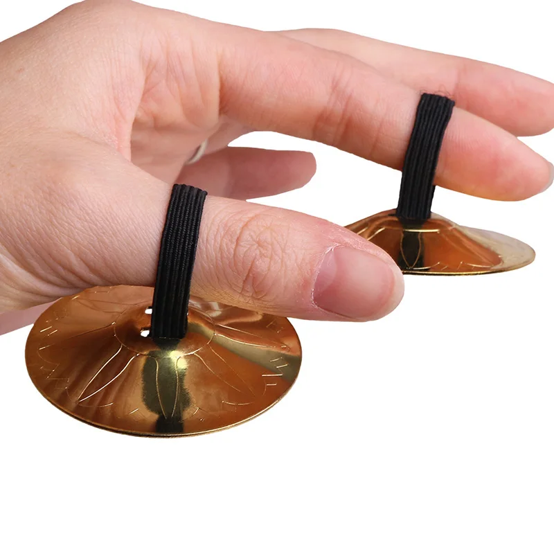 2pcs Copper Finger Cymbals Small Finger Cymbals Belly Dancing Mini Cymbals Musical Instrument Saucers Dance Accessories