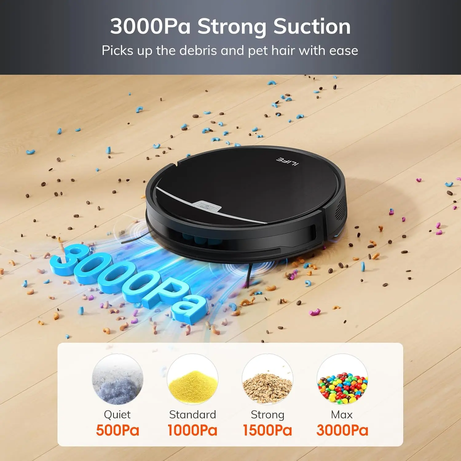 Robot Vacuum and Mop Combo, 3000Pa Strong Suction Robot Vacuum Cleaner with Gyro Navigation, App/Alexa Control, for Pet Hair