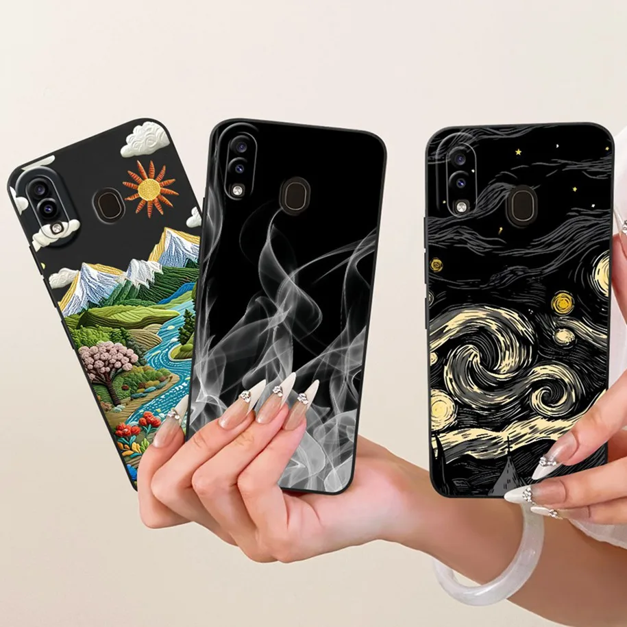 For Samsung Galaxy A20 Case SM-A205F Luxury Painted Soft Liquid Silicone Phone Back Cover For Samsung A20e A20s A30 A305F Fundas