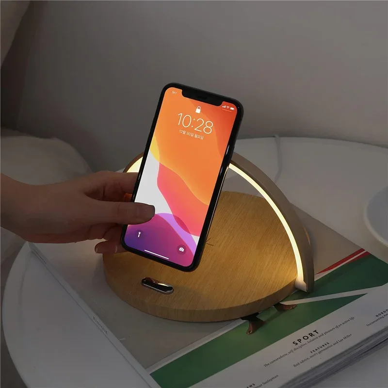 Multi-Function Wireless Charging Stand Built-in LED Night Light Phone Holder Lamp for Bedroom Bedside Home Desktop Daily Use
