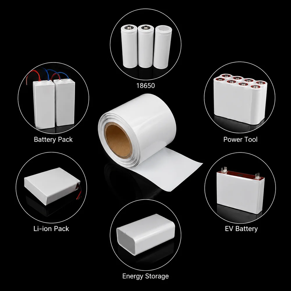 White 18650 Lithium Battery PVC Heat Shrink Tube Wide 30-100mm Easy to shrink/headphone cable data cable repair tube