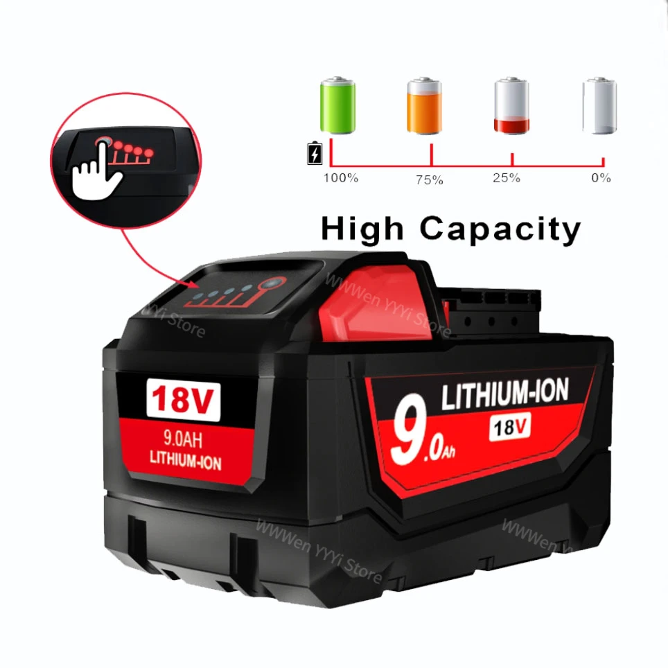 Replacement for Milwaukee M18 XC 18V 9.0Ah Lithium Battery 48-11-1860 48-11-1850 48-11-1840 48-11-1820 Rechargeable Batteries