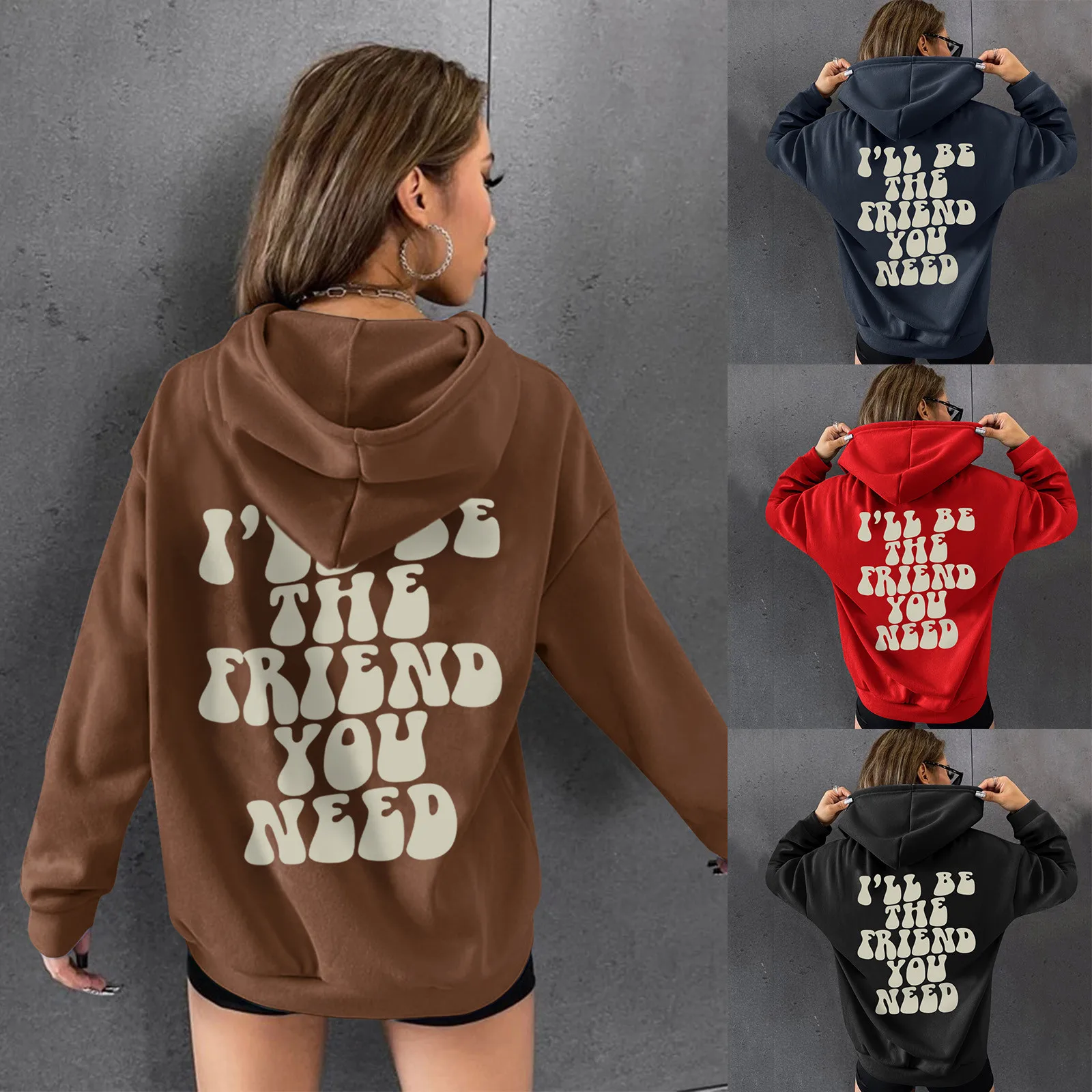 

Women Loose Casual Sweatshirt Hooded Color-Blocking Fashion Top Long-Sleeved Warm Soft Sudaderas Zip Up hoodies Pullovers