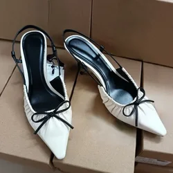 Designer Party Women's High Heels Shoes Pointed Toe Dress Elegant Slingbacks 2026 Spring New Soft Leather Ladies Office Pumps