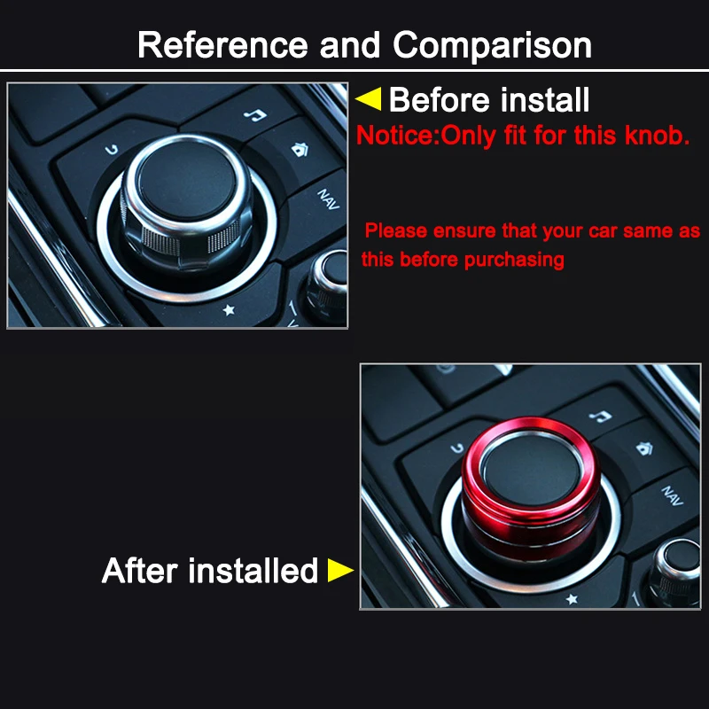 1pcs Center Console Function Knob Decoration Ring For Mazda 3 CX-5 CX-8 CX-9 Atenza Axela Car Interio Accessories Trim Cover