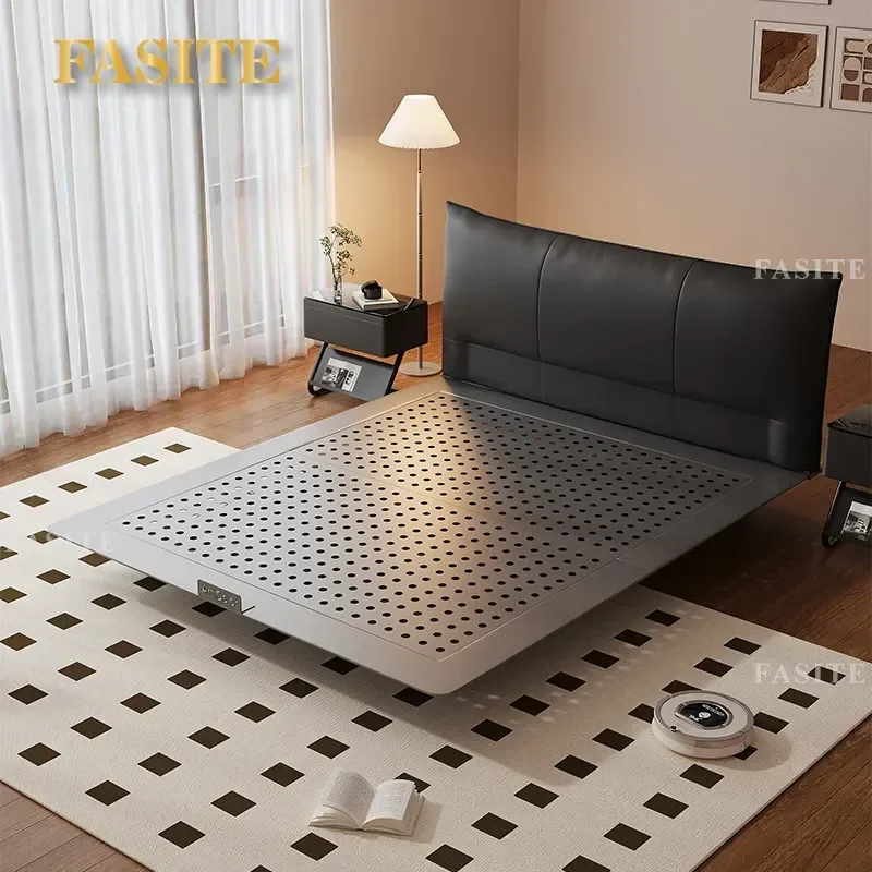 For Carbon Steel Suspension Bed Frame Advanced Wind Simple Design Eco Friendly Leather Art Upholstered Platform Bed for