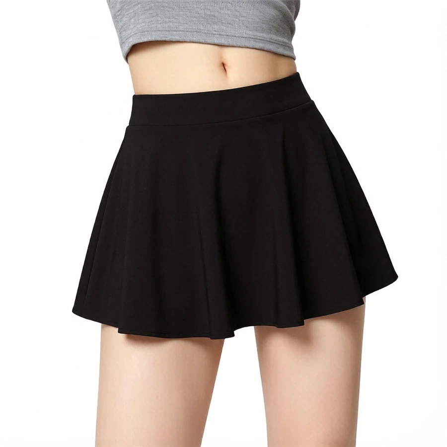 Women Summer Basic Skirts Shorts Mini Elastic Pleated Skirts High Waist Bubble Sun Skirts School Girl Uniform Lined Safety Pants