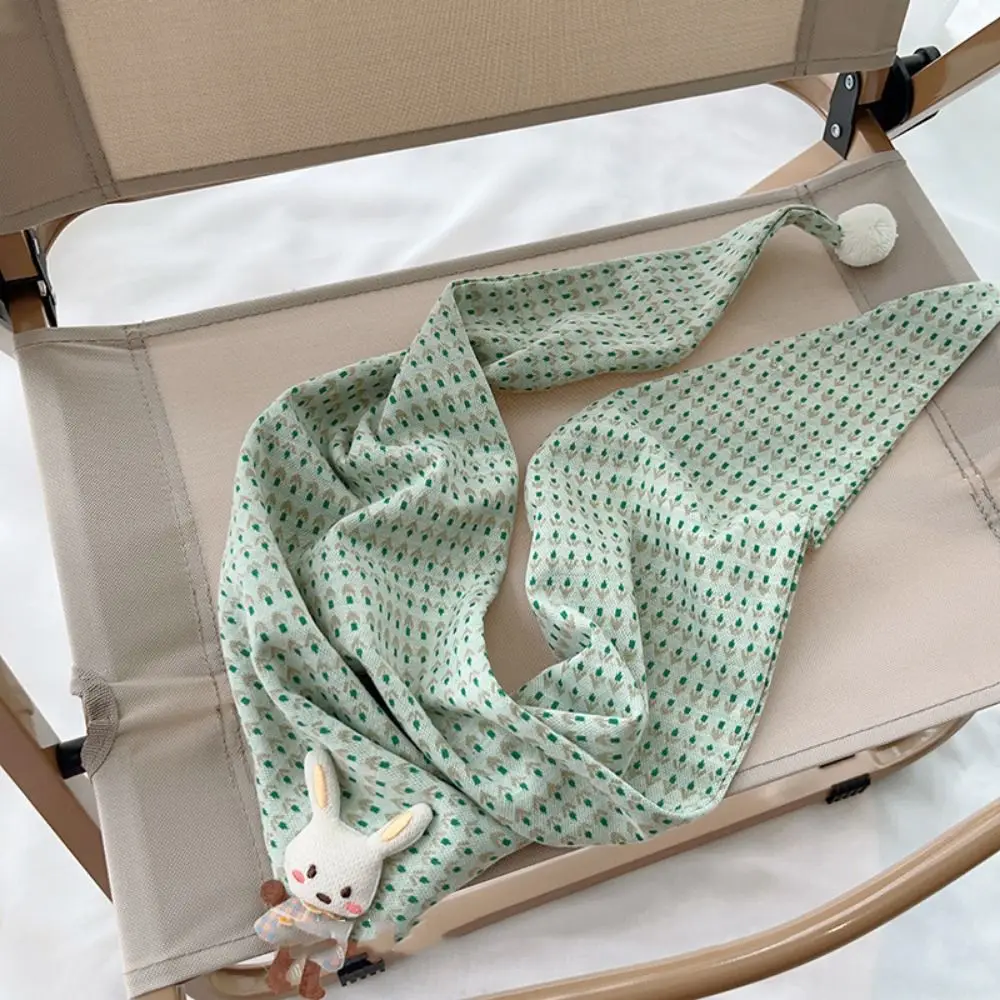 Écharpe fine et mignonne pour enfants, imprimé lapin mignon, Triangle de dessin animé, en coton, confortable à porter, foulard pour enfants par temps froid