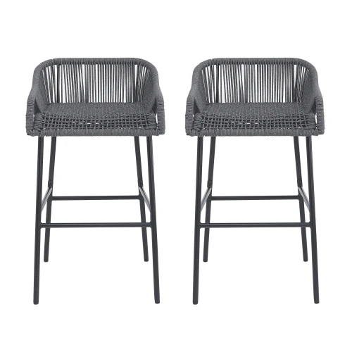 

# Modern Adjustable Leather Outdoor Patio Dark Gray Barstool Set Of 2 For Home Bar