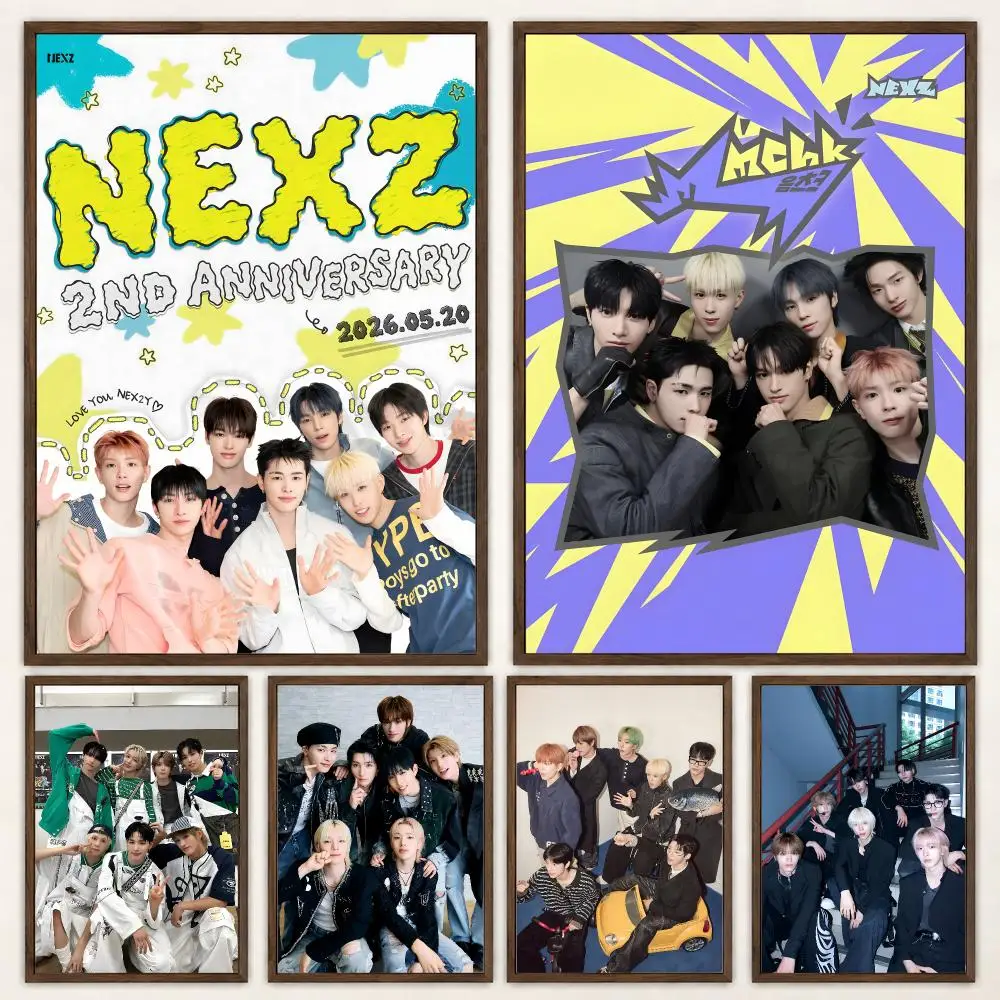 Kpop Boy Idol Group NEXZ Poster Self‑Adhesive Waterproof Poster Sticker Coffee House Bar Wall Art Home Decor