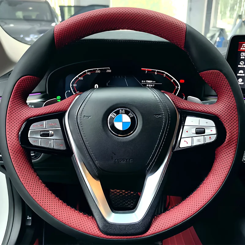 For BMW 740li I4 G01 G02 G05 G06 G07 G11 G12 G20 G26 G29 G30 G31 G32 F44 2015-2024 Braid Car Steering Wheel Cover Accessory