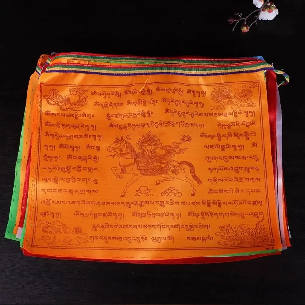 Multicolored Color Print Scene Layout Tara Heart Curse Buddhist Supplies Prayer Flag Banners Flags Garden Flags Religious Flags