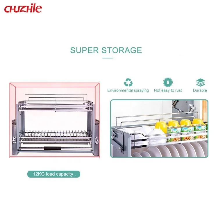 سلة رفع تخزين الأسلاك المعدنية لخزانة المطبخ من الفولاذ المقاوم للصدأ 201 900 مم #6