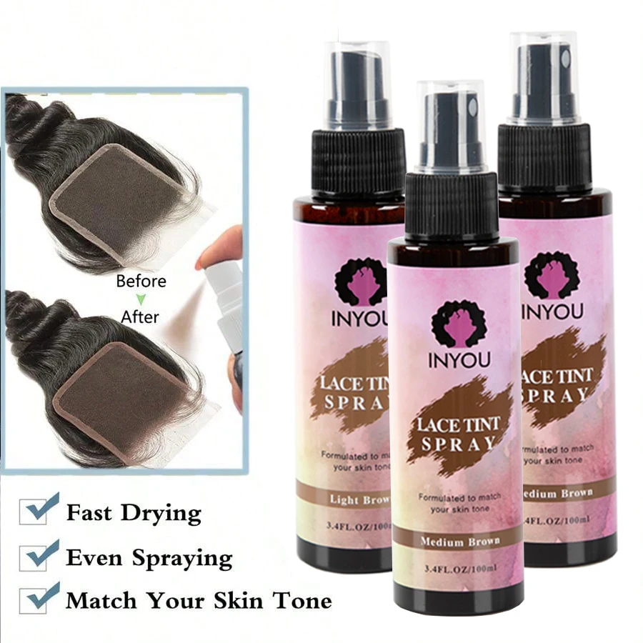 Spray de teinte de dentelle pour perruques, correcteur de Mousse de fusion de teinte de dentelle imperméable pour perruques avant de fermeture de dentelle toupies contrôle des bords La