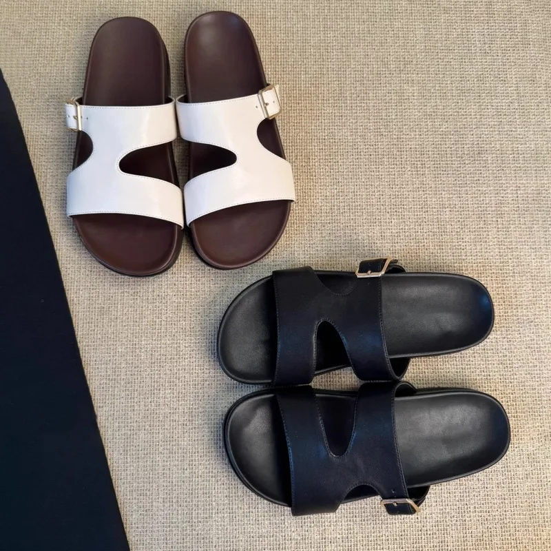 

2025 женская модная повседневная пляжная обувь на толстой подошве и платформе, новая весенне-летняя раздвижная обувь из микрофибры