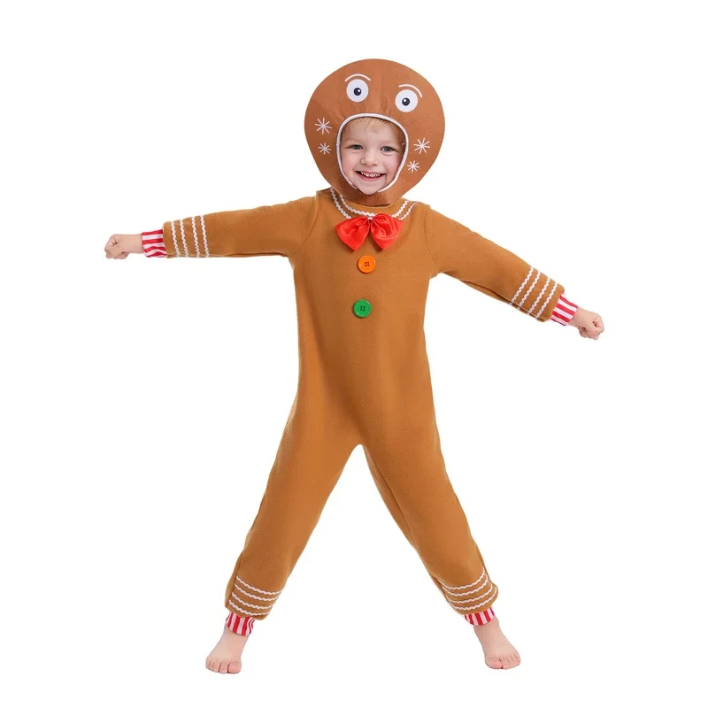 

Children's Cute Gingerbread Man Costume Cosplay Fancy Dress Up For Kids Christmas Party Costumes