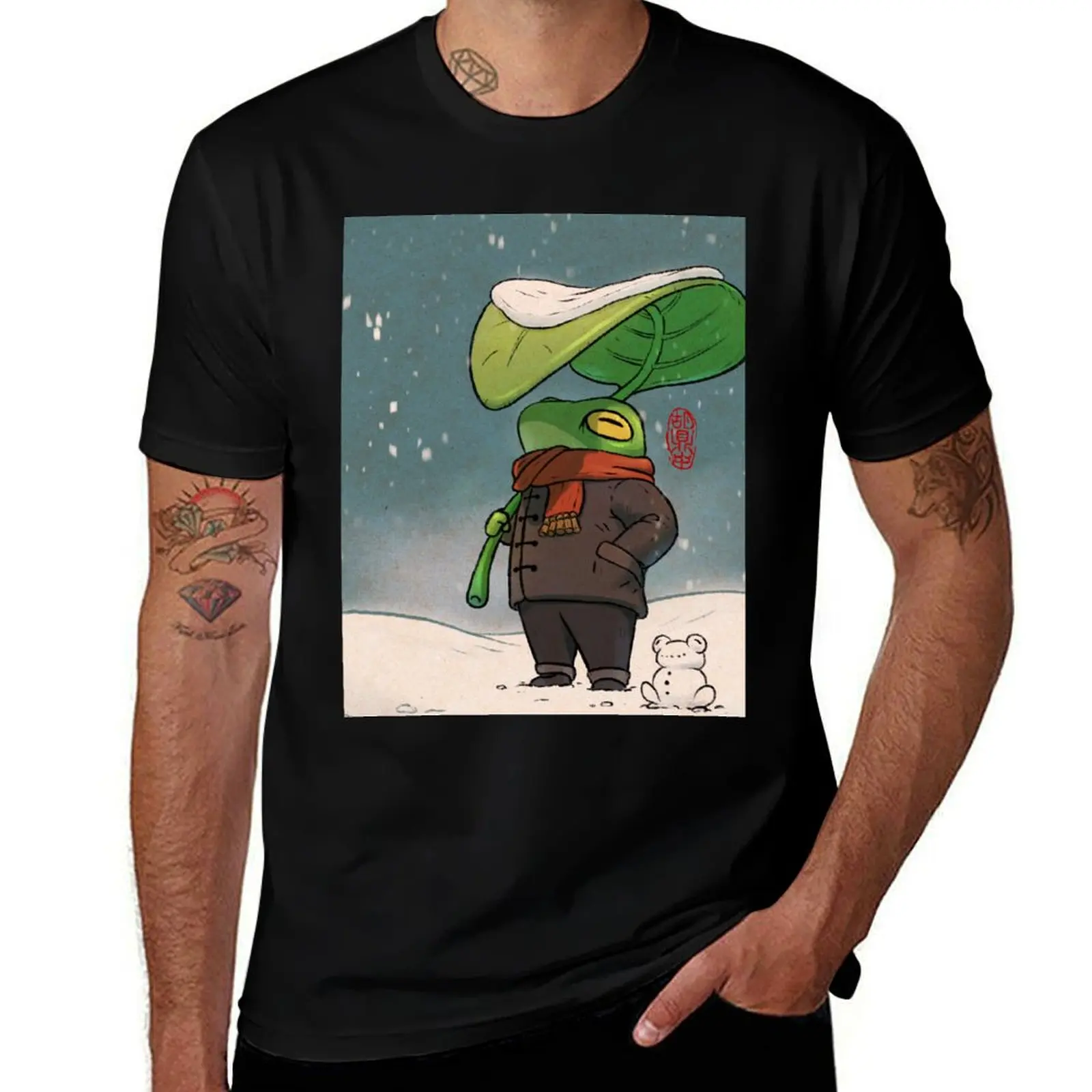

cozy bundled up frog for winter T-Shirt t shirts for man slim fit t shirt custom print