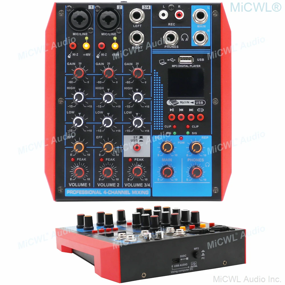 CK Series 4/6/8 Channel Wireless Wired Microphone Mixer Guitar Live Performance USB Sound Mixing Console