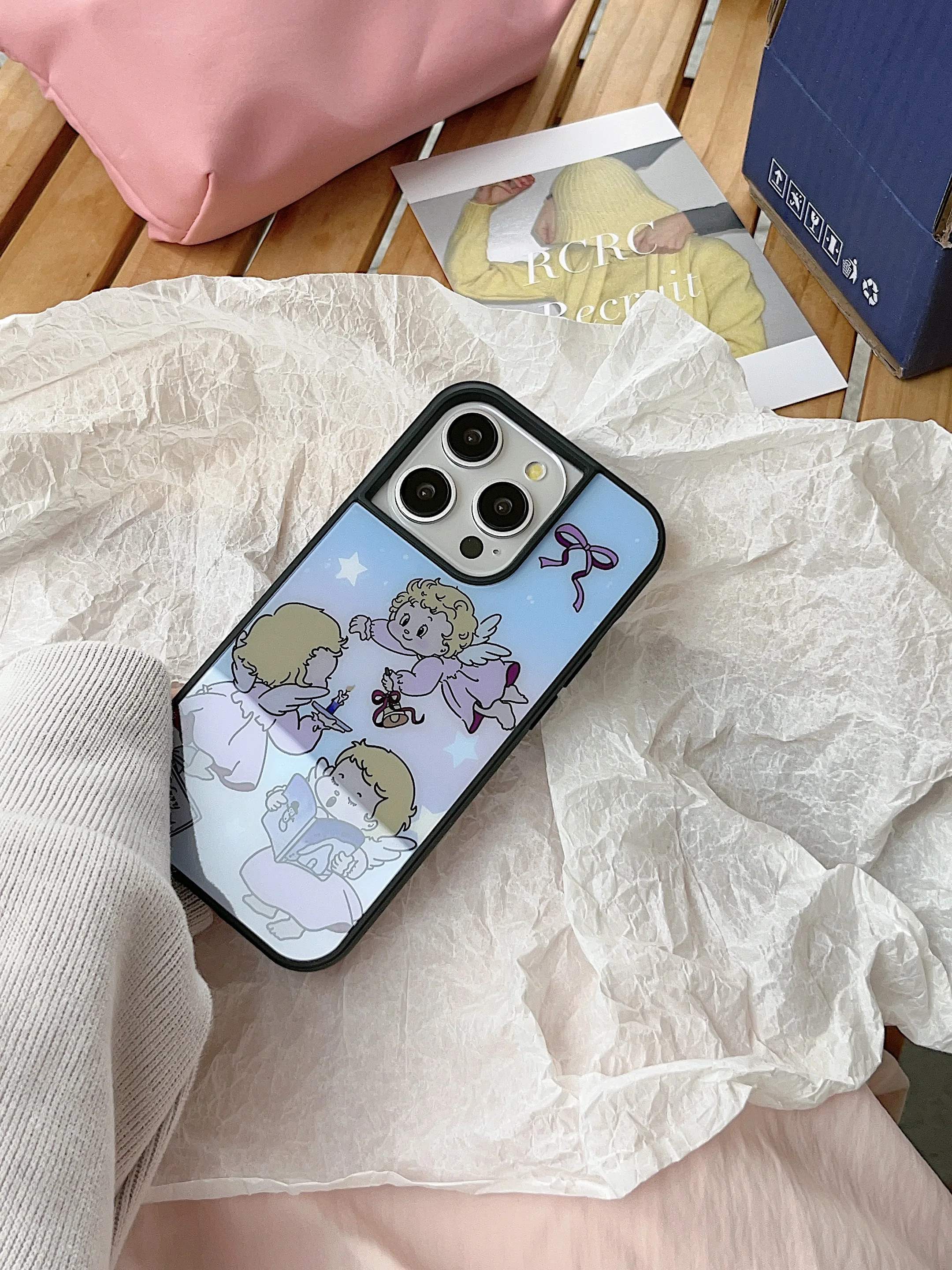 Custodia per telefono Ins Cute Cartoon Little Angel per iPhone 15 14 13 Pro Max 12 Pro Plus 11 nuovi modelli Cover posteriore