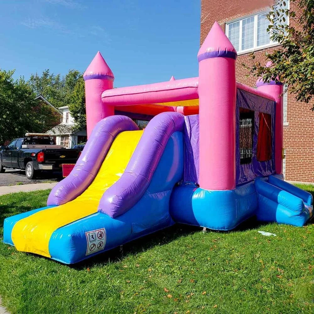 Factory Direct Selling Beautiful Inflatable Castle Combo Slide Colorful air Bouncy House with Slide Apply to Yard or Communitypr
