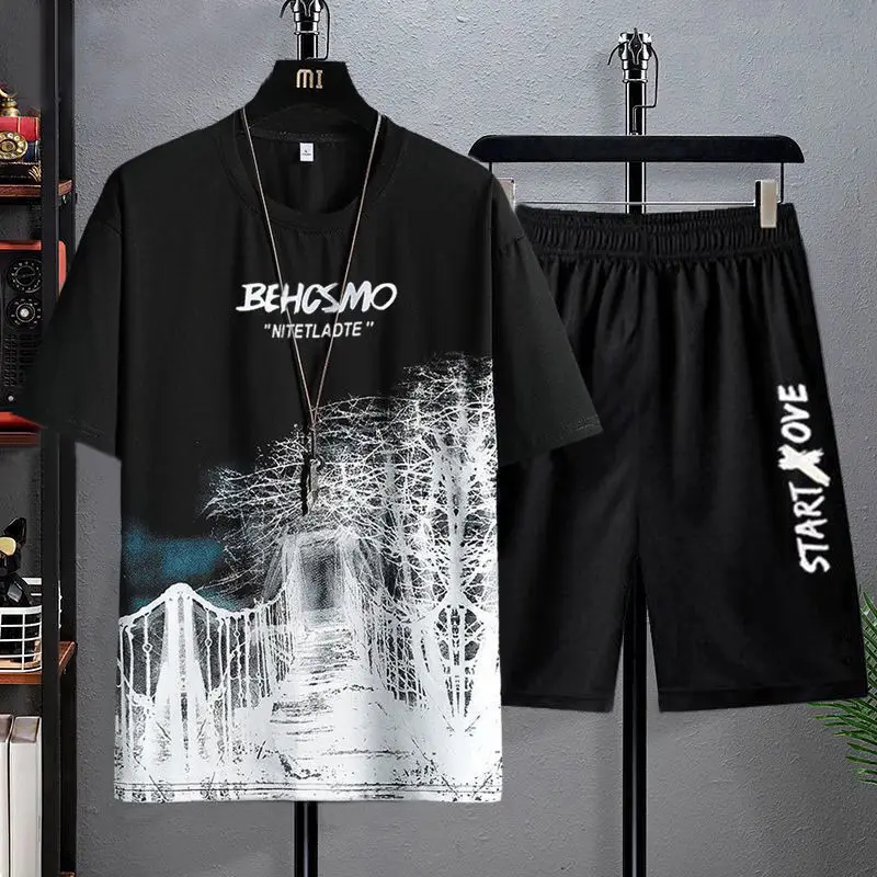 

Men's ort Sve T-irt Summer Ice Silk Loose Fit f Sve Trendy Brand Versatile Casual Sportswear Youth Five-Button