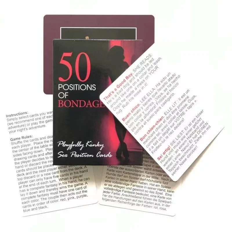 50 positions of bondage Bedroom Commands Adult Fun Sex Love Cards, Naughty Gifts, Valentine\'s game, Halloween gift