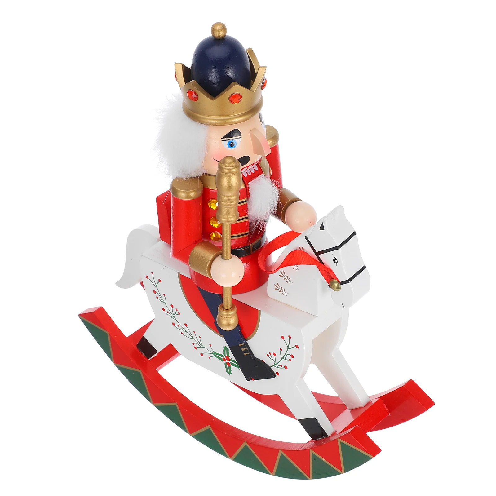 

1pcs Nutcracker Rocking Horse Wooden Red Christmas Shelf Decor For Home Tabletop Party Decoration Nutcracker Soldier Ornaments